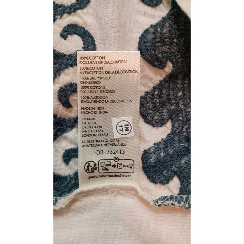 Free People We The Free Chill Vibes Tee XS Oversized Wave Embroidered Cotton - Picture 11 of 14